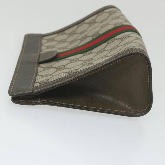 GUCCI GG Supreme Web Sherry Line Clutch Bag Beige Red 41 014 2125 23 Auth yk9483 - Picture 4 of 16